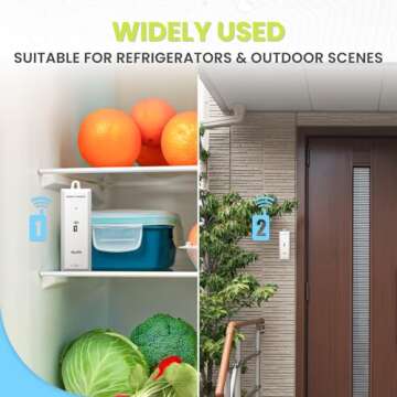 Wireless Freezer Thermometer with Alarm Refrigerator Thermometer, Fridge Freezer Alarm Thermometer Indoor Outdoor with 3 Adjustable Backlight and 330FT Remote Range for Kitchen Home Restaurant