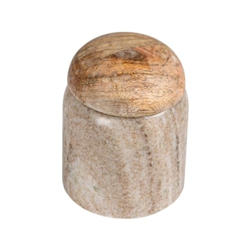Scandinavian Marble Canister Wood Lid Natural Food Safe