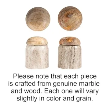 Scandinavian Marble Canister Wood Lid Natural Food Safe