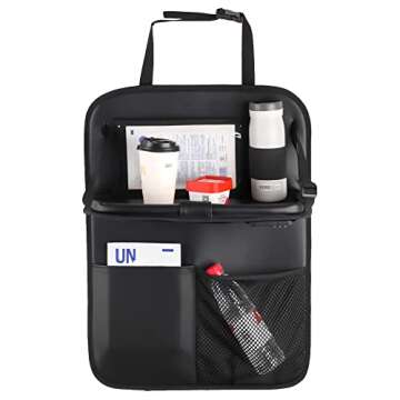 SIJAWEYI Car Backseat Organizer,Protector Kick Mats for Kids Table Tray Foldable Dining Table with Tablet Holder Travel Accessories Organizer 1 Pack