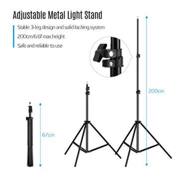 Andoer Photography Studio Lighting Kit and 6.6ft x 10ft Background Support System, Including 3pcs Backdrops(White/Black/Green) Screen with 2 pcs 20x28 Inch Softbox for Video, Portrait, Product Shoot