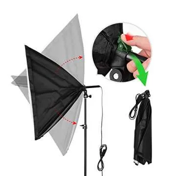 Andoer Photography Studio Lighting Kit and 6.6ft x 10ft Background Support System, Including 3pcs Backdrops(White/Black/Green) Screen with 2 pcs 20x28 Inch Softbox for Video, Portrait, Product Shoot