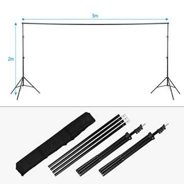 Andoer Photography Studio Lighting Kit and 6.6ft x 10ft Background Support System, Including 3pcs Backdrops(White/Black/Green) Screen with 2 pcs 20x28 Inch Softbox for Video, Portrait, Product Shoot