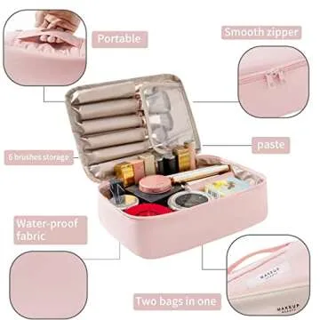 Travel Makeup Bag Cosmetic Bag Makeup Bag Toiletry bag for women and men(Pink)