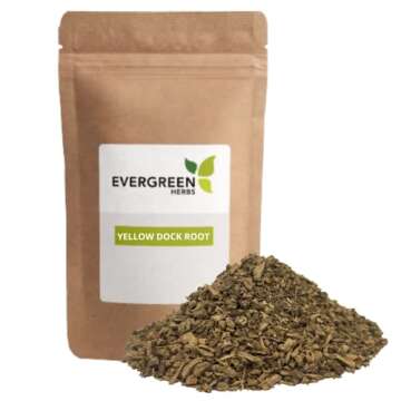 Evergreen Herbs Yellow Dock Root (Cut and sift) - Tamper Proof Seal to Ensure Freshness, 8 oz.