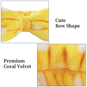 9 Pcs Headbands Bow Shower Elastic Hair Band Coral Fleece Headbands for Washing Face Headwraps for Makeup Cosmetic Sweet Headbands