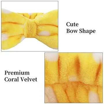 9 Pcs Headbands Bow Shower Elastic Hair Band Coral Fleece Headbands for Washing Face Headwraps for Makeup Cosmetic Sweet Headbands