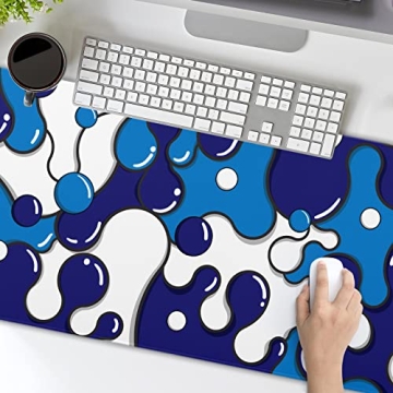 Stylish Navy Blue White Anime Mouse Pad for Gaming