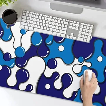 Stylish Navy Blue White Anime Mouse Pad for Gaming