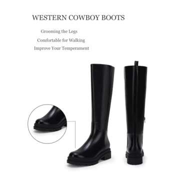 Women's Knee High Platform Boots Chunky Block Heel Side Zipper Fall Boots Winter Riding Boot