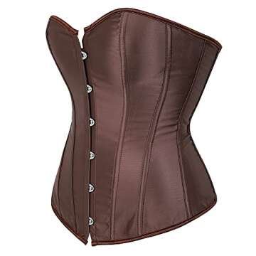 JWSOI Goth Brown Corset Top Plus Size Renaissance Corsets For Women Steampunk Sexy Corset Vintage Wa...