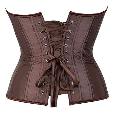 JWSOI Goth Brown Corset Top Plus Size Renaissance Corsets For Women Steampunk Sexy Corset Vintage Waist Corset Bustier S