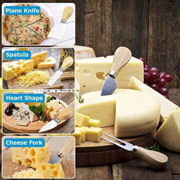 VORCAY Bamboo Cheese Board and Knife Set - Charcuterie boards Bamboo Wood Cutting Platter and Cheese Serving Tray for Wine, Crackers,Brie, Fruits, Bread and Meat