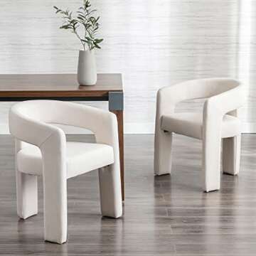 BESTANO Modern Linen Fabric Upholstered Dining Chairs with Open-Back – Elegant, Comfortable, and S...
