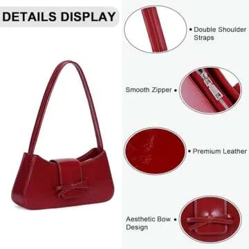 HICARRY Bow Purse Shoulder Bag Small Coquette Aesthetic Bags Retro Y2k Faux Leather Underarm Purses Cute Handbag for Women