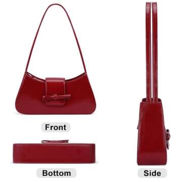 HICARRY Bow Purse Shoulder Bag Small Coquette Aesthetic Bags Retro Y2k Faux Leather Underarm Purses Cute Handbag for Women