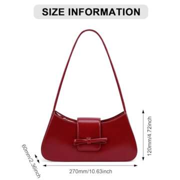 HICARRY Bow Purse Shoulder Bag Small Coquette Aesthetic Bags Retro Y2k Faux Leather Underarm Purses Cute Handbag for Women