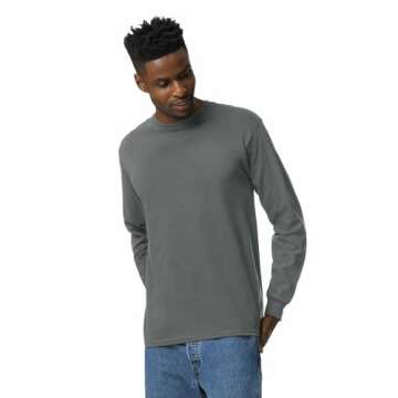 Gildan Men's Ultra Cotton Long Sleeve T-Shirt, Style G2400, Multipack, Charcoal (2-Pack), 2X-Large