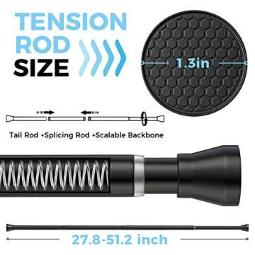 SISELBA 28-48 Inch Adjustable Stainless Steel Anti-Slip Spring Tension Small Shower Curtain Rod - No...