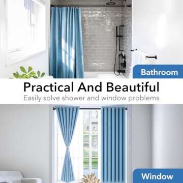 SISELBA 28-48 Inch Adjustable Stainless Steel Anti-Slip Spring Tension Small Shower Curtain Rod - No Drilling, 7/8" Tension Rod for Bathroom Bedroom Doorway Closet Door