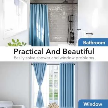 SISELBA 28-48 Inch Adjustable Stainless Steel Anti-Slip Spring Tension Small Shower Curtain Rod - No Drilling, 7/8" Tension Rod for Bathroom Bedroom Doorway Closet Door