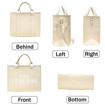 KALIDI Fancy Forest The Tote Bag for Women tote purse with Zipper, Faux Leather/Canvas tote bags Shoulder Bag Crossbody Handbag