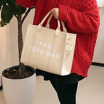 KALIDI Fancy Forest The Tote Bag for Women tote purse with Zipper, Faux Leather/Canvas tote bags Shoulder Bag Crossbody Handbag