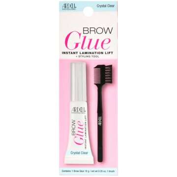 Ardell Brow Glue Crystal Clear, Instant Lamination Lift with Dual Sided Styling Brush, All day Extre...
