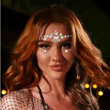 Wosois Crystal Face Stickers Star Mermaid Gems Sparkly Temporary Rhinestone Sticker Rave Party Accessories for Women and Girls (B)