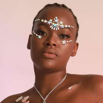 Wosois Crystal Face Stickers Star Mermaid Gems Sparkly Temporary Rhinestone Sticker Rave Party Accessories for Women and Girls (B)