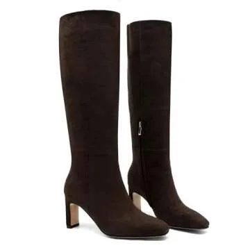 VorisVina Chocolate Brown Knee High Boots for Women