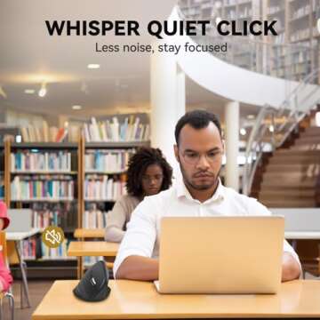 iClever Ergonomic Mouse, WM101 Wireless Vertical Mouse 6 Buttons with Adjustable DPI 1000/1600/2000/2400 Comfortable 2.4G Optical Ergo Mouse for Laptop, Computer, Desktop, Windows, Mac OS, Gray Black