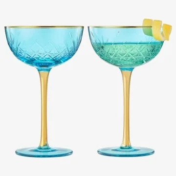 Vintage Art Deco Coupe for Champagne, Martini, Cocktails | Set of 2 | 7 oz Classic Cocktail Glasswar...