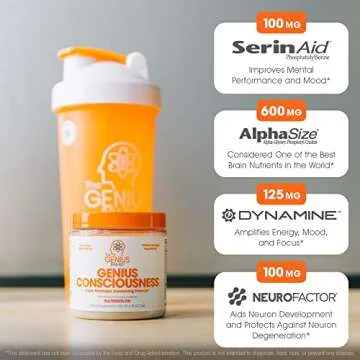 Genius Consciousness, Super Nootropic Brain Supplement Powder, Watermelon - Boost Focus, Cognitive Function, Concentration & Memory Booster - Alpha GPC & Lions Mane Mushroom for Neuro Energy & IQ