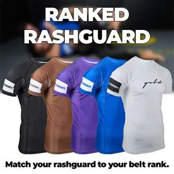 Gold BJJ Foundation Rash Guard - Ranked No-Gi and Gi Jiu Jitsu Rashguard (Short Sleeve, Black, M)