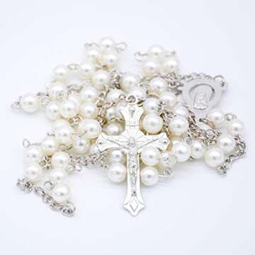 Elegant Our Father Pearl Rosary Beads for Spiritual Growth