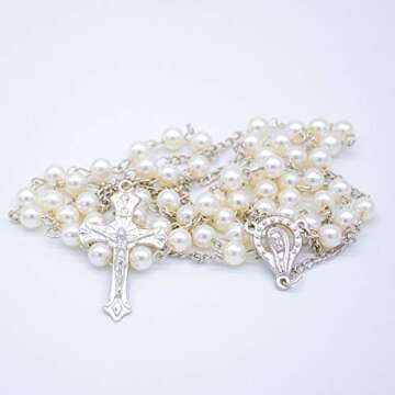 Elegant Our Father Pearl Rosary Beads for Spiritual Growth