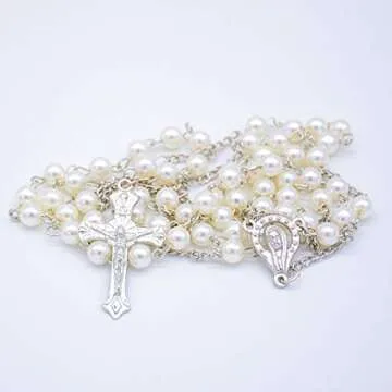 Elegant Our Father Pearl Rosary Beads for Spiritual Growth