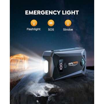 YaberAuto 3000A Car Battery Jump Starter for 9.0L Gas/8.0L Diesel Engines, Portable Car Jump Starter Battery Pack, 12V Jump Box Car Battery Jumper with Extended Jumper Cables, Fast Charge, Lights