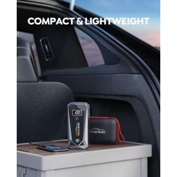 YaberAuto 3000A Car Battery Jump Starter for 9.0L Gas/8.0L Diesel Engines, Portable Car Jump Starter Battery Pack, 12V Jump Box Car Battery Jumper with Extended Jumper Cables, Fast Charge, Lights