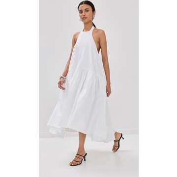 AZEEZA Women's Winston Midi Dress, White, XS