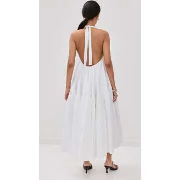 AZEEZA Women's Winston Midi Dress, White, XS