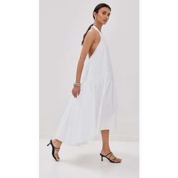 AZEEZA Women's Winston Midi Dress, White, XS