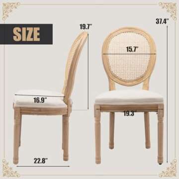 SoarFlash French Dining Chairs Set of 2, Vantage Dining Chair with Round Back, Wood Leg Farmhouse Co...