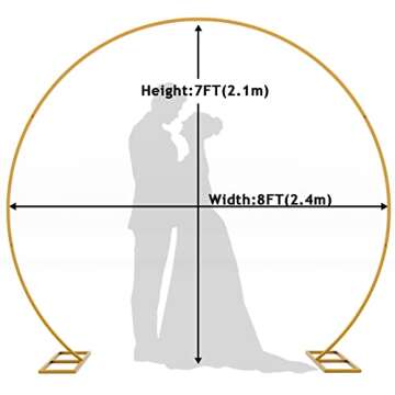Wokceer Round Backdrop Stand, 8FT Wedding Balloon Arch Stand Gold Circle Balloon Arch Frame for Wedd...