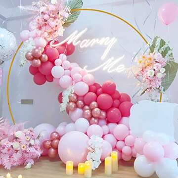 Wokceer Round Backdrop Stand, 8FT Wedding Balloon Arch Stand Gold Circle Balloon Arch Frame for Wedding Ceremony Birthday Party Anniversary Valentine Celebration Gold Backdrop Stand Decoration