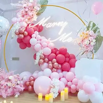 Wokceer Round Backdrop Stand, 8FT Wedding Balloon Arch Stand Gold Circle Balloon Arch Frame for Wedding Ceremony Birthday Party Anniversary Valentine Celebration Gold Backdrop Stand Decoration