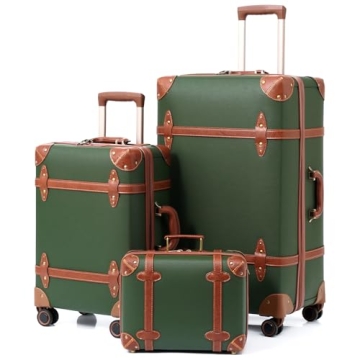Vintage Inspired Luggage Sets with Spinner Wheels Stylish 3-Piece