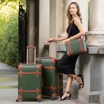 Vintage Inspired Luggage Sets with Spinner Wheels Stylish 3-Piece