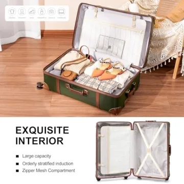 Vintage Inspired Luggage Sets with Spinner Wheels Stylish 3-Piece
